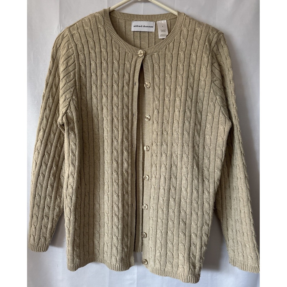 Alfred Dunner Beige Vintage Button Up Cardigan Sweater Women's Size S